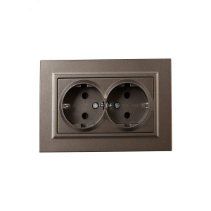 Розетка 2-м СП BRITE РСш12-3-БрТБ 16А в сборе с заземл. защ. шторки бронза BR-R24-16-K45-F