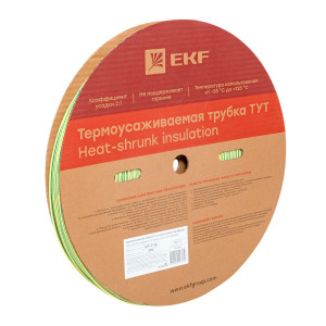 Термоусаживаемая трубка ТУТ нг 2/1 жел-зел рулон PROxima tut-2-yg