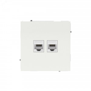 Компьютерная розетка RJ-45 без шторки, кат.6А двойная, KANT, белая магнолия 7000674