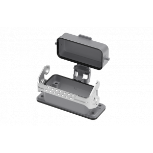 Открытое основание разъема S10A-BM-1L.M-MC, Основание разъема на панель, открытое, типоразмер 10A, без уплотнителя, с одной защелкой, с защитной крышкой, материал корпуса: алюминиевый сплав