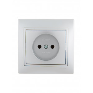 Розетка 1-м СП Mira 16А IP20 без заземл. со вставкой керамика сер. метал. 701-1010-121