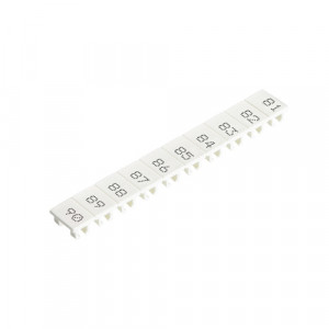 Маркировка для клемм (полоска) 9705A/8/10 B 81- 90, Маркировочные шильдики, для клемм сечением 6 мм.кв., боковая / верхняя, 10 шильдиков, нанесенные символы: 81...90, с горизонтальным расположением, размер шильдика: 5,75 x 8,3 мм, цвет: белый