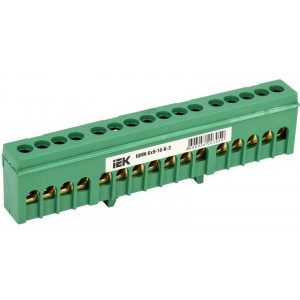 Шина PE "земля" в корп изол на DIN-рейку ШНИ-6х9-16-К-З YNN10-69-16KD-K06