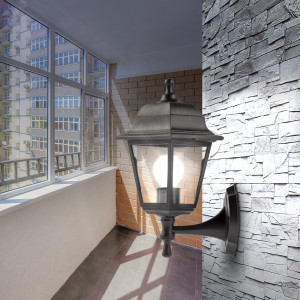 НБУ 04-60-001 черный Светильник садово-парковый Леда настенный четырехгранный черный Е27 (8/96) Б0048111