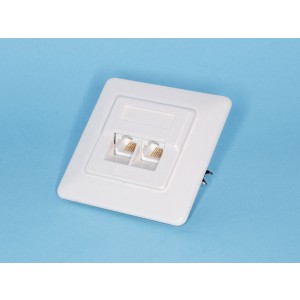 TJI2-5K-W, Розетка для внутренней  проводки RJ-45, кат. 5е, двойная, тип KRONE, белая