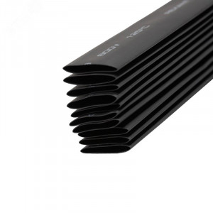 Трубка термоусадочная ТУТ нг 19,0/9,5 черная, термоусаживаемая трубка в метровой нарезке, не поддерживает горение