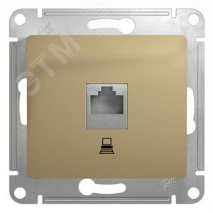 Розетка компьютерная 1-м СП Glossa RJ45 кат.5E механизм титан SE GSL000481K