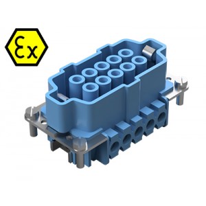 Контактная вставка 72.301.1053.9, Розеточная контактная вставка взрывозащищенного разъема REVOS Ex, Size 10, винтовая фиксация, с защитой провода, 10 полюсов + РЕ, 90 V, до 16 A, тип покрытия контактов: золото