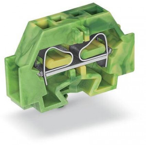 Проходная клемма (MINI) 242317, Проходная клемма, MINI, боковой подвод кабеля, 2 точки подключения, тип фиксации провода: пружинный, номинальное сечение: 4 мм кв., 24A, 630V, ширина: 7 мм, цвет: желто-зеленый, тип монтажа: защелки в панель