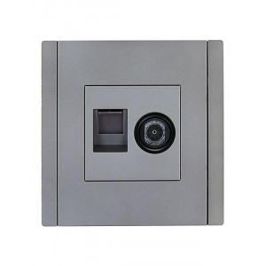 FORTE&PIANO Розетка двойная TV+RJ45 кат.5E FP536 сталь IEK FP-AK20-1-K46