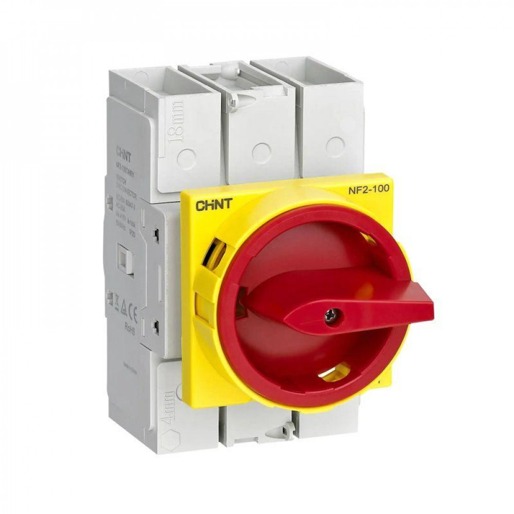 Изображение товара Выключатель-разъединитель NF2-25/3HRY дверной монтаж красно-желтая ручка