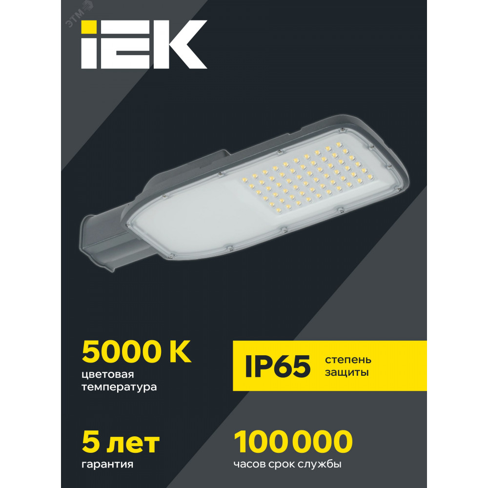 Изображение товара Светильник LED ДКУ 1004-100Ш 5000К IP65 серый