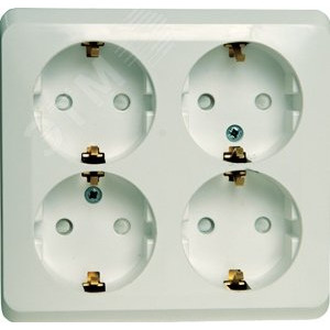 Розетка 4-м ОП Этюд 16А 250В с заземл. с заземл. защ. шторки бел. SE PA16-208B
