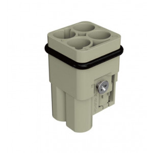 Розеточная контактная вставка HQ-003-FC, Розеточная контактная вставка, обжимная фиксация, 3 полюса + PE, типоразмер 3A, 400V, 40A, (обжимные контакты поставляются отдельно)