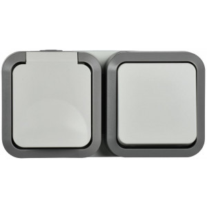 Блок ОП розетка + выключ. горизонт. TORS 16А IP55 TS242 бел. TS-G10-6-55-V-K41