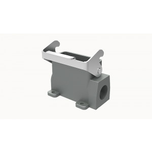 Закрытое основание разъема D10A-SF-1L-PG21, Основание разъема на панель, закрытое, типоразмер 10A, без уплотнителя, 1 отверстие с резьбой для кабельных вводов PG21, с одной защелкой, без защитной крышки, материал корпуса: алюминиевый сплав