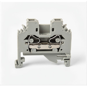 Проходная клемма JUT3-6W-GY, Проходная клемма, тип фиксации провода: пружинный, номинальное сечение: 6 мм кв., 41A, 800V, ширина: 8 мм, цвет: серый, тип монтажа: DIN35