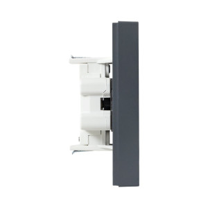 Механизм розетки двойной, 16А, без заземления, со шторками, с рамкой, графит Эпика EKF UP1-SOG-201