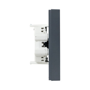 Механизм розетки двойной, 16А, без заземления, без шторок, с рамкой, графит Эпика EKF UP1-SOG-200