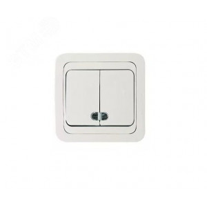 Выключатель 2-кл. СП Mimoza 10А IP20 с подсветкой бел./бел. 12023