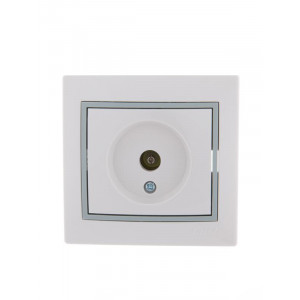 Розетка телевизионная оконечная TV СП Mira 16А IP20 с сер. вставкой бел. 701-0215-130
