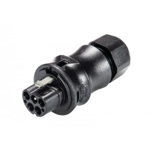 Разъем RST20i5  96.152.0053.1, Вилочный разъем на кабель диам. 6-10 мм, IP68(69k), 5 полюсов, обжимная фиксация провода, номинальные характеристики: 250/400V, 20A, цвет: черный, серия RST Classic