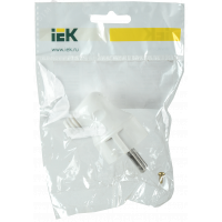 Вилка угловая ВПу11-01-Ст разборная с заземл. 16А бел. IEK EVP11-16-01-K01