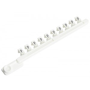 Гребенка с шильдиками 9704 A/PG B, Гребенка составных шильдиков, боковая / верхняя, 10 шильдиков, нанесенные символы: P,P, ... ,P цвет: белый