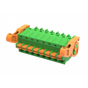 Розеточный разъем на кабель MC-RJ3.5H08P-I-0001, Розеточный разъем, прямой, на кабель, шаг: 3.5 мм, 8 полюсов, фиксация провода Push-in, исполнение: с поворотной защелкой, 160V, 8A, цвет: зеленый