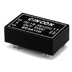 EC4A16, Преобразователи постоянного тока в постоянный с изоляцией DC-DC Converter, 5 to 6 Watt, 2:1 Input Range, 18-36VDC Input, +/-5VDC Output, 500VDC min. Isolation, Non-Conductive Black Plastic, DIP-24 1.25x0.80x0.40"