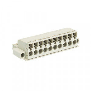 Розеточный разъем на кабель 8213 BFK/10 TOP F, Розеточный разъем, угловой, на кабель, шаг: 5.08 мм, 10 полюсов, фиксация провода пружинная, исполнение: с маркировкой, с монтажными фланцами, 400V, 12А, цвет: серый