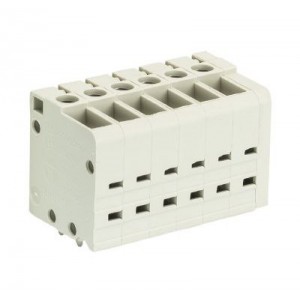 Клемма Wiecon 8185 / 6 TOP V, Клемма вертикальный подвод кабеля, на плату, шаг: 5.0 мм, 6 полюсов, фиксация провода винтовая, исполнение: без маркировки, 300V, 16А, цвет: серый