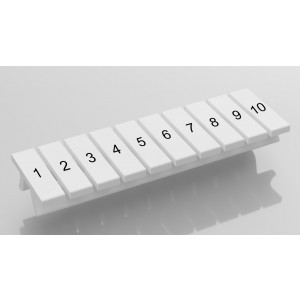 Соединительная перемычка DFB3-3.5-11-00Z(H), Кассета с маркировочными шильдиками, для клемм сечением 1,5 мм.кв., верхняя, 10 шильдиков, нанесенные символы: 1...10, с горизонтальным расположением, размер шильдика: 2,95 x 10,7 мм, цвет: белый