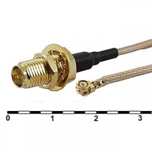 UFL-F/RPSMA-F JF1R6-CR3-41, Разъем высокочастотный, кабельная сборка UFL гнездо - RP SMA штекер, длина 41 см