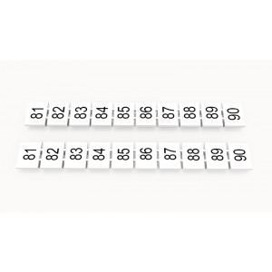 Маркировка (в кассетах) ZB8-10P-19-126Z(H), Кассета с маркировочными шильдиками, для клемм сечением 6 мм.кв., верхняя, 10 шильдиков, нанесенные символы: 81...90, с горизонтальным расположением, размер шильдика: 7,45 x 10,7 мм, цвет: белый