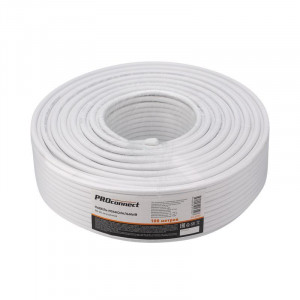 Кабель коаксиальный RG-6U, 75Ом, CCS/Al/Al, 48%, 100м, INDOOR, белый, в бухте 100м