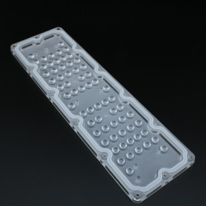 AJHB236D64LED30G, Групповая прямоугольная линза на 64 светодиода 3030/2835, эфф=90%, диаграмма 30°, 236x70мм H:7,1мм, PC-1250Z