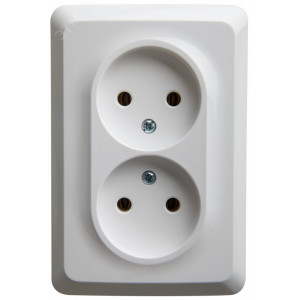 ЭТЮД С/У двойная РОЗЕТКА без заземления без шторок 16А 250B, БЕЛЫЙ, Россия C2 PC16-105B
