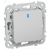 Изображение товара FLITE Выключатель 1-клавишный проходной с индикацией 10А ВС61-1-1-ФлА алюминий IEK FI-V12-1-10-1-K47