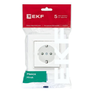 Розетка 1-м СП Минск 16А IP20 с заземл. защ. шторки бел. Basic ERR16-028-100