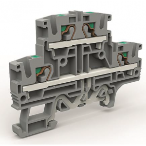 Двухуровневая клемма 4 кв.мм с заземлением в нижнем ярусе ZEFD420GR