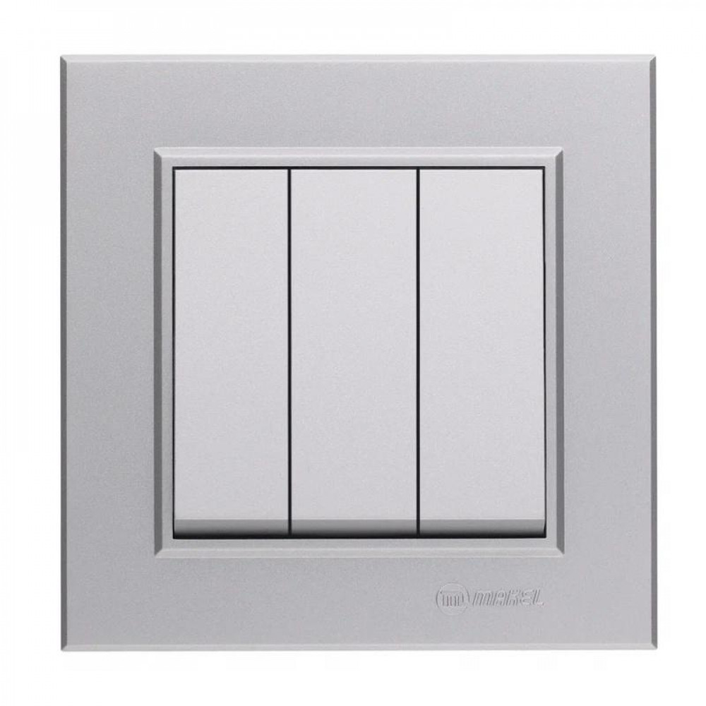 Изображение товара Выключатель 3-кл. СП Karea 10А IP20 серебристый