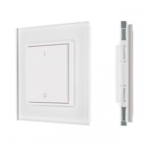 Панель Knob SR-2833K1-RF-UP White (3V, DIM) 020945, Однозонный накладной диммер-выключатель, работает по радиоканалу (короткое нажатие - включение, длинное нажатие - диммирование). Используется с контроллерами серии SR-1009х. Питание - литиевая батарейка 3V CR2430.