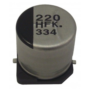 EEEFC1C101AP, Конденсатор алюминиевый электролитический 100мкФ 16В ±20% (8 X 6.2мм) для поверхностного монтажа 230мА 1000час 105°С автомобильного применения лента на катушке
