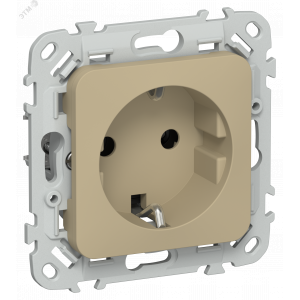 FLITE Розетка с заземлением без защитных шторок безвинтовое крепление 16А РС11-1-ФлХ хаки IEK FI-R11-16-1-K59