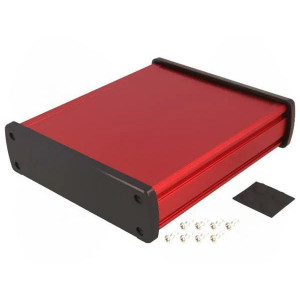 ALUG706RD160, Алюминиевый красный корпус с черными торцевыми панелями