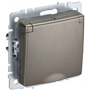 Розетка BRITE РСбш10-3-БрА 16А IP20 с заземл. защ. шторки с крышкой алюм. BR-R16-16-K47