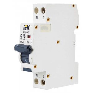 Выключатель автоматический дифференциального тока 2п (1P+N) C 16А 30мА тип A АВДТ B06S 18мм ARMAT AR-B06S-1N-C16A030