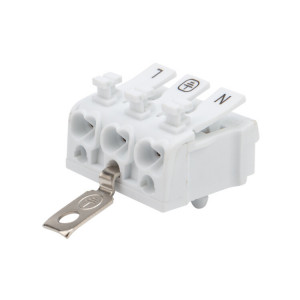 Клемма пружинная соединительная КСП 3-полюсная с заземлением и с монтажными ножками 07-6215-2