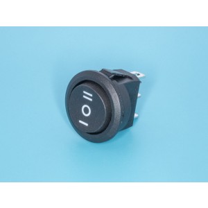 SWR-23, Выключатель 220В 3 контакта круглый, d 20мм, черный, вкл-выкл-вкл